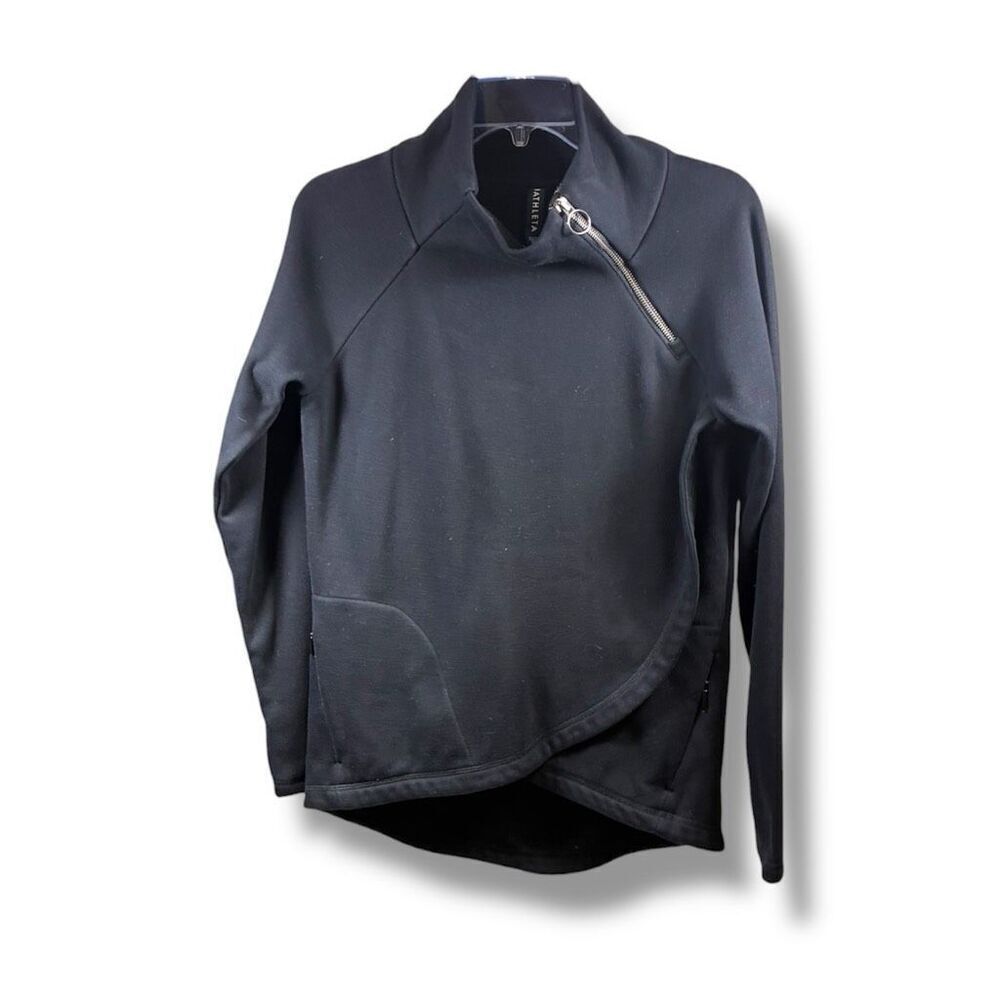 Athleta Cozy Karma Asym Pullover in Black Size XS